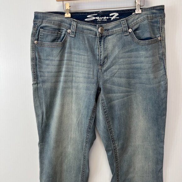 Seven7 Jean Women 18 Plus Boot Cut Mid 38x32.5 Distress Denim Luxe Y2K Core Ex - Picture 2 of 16